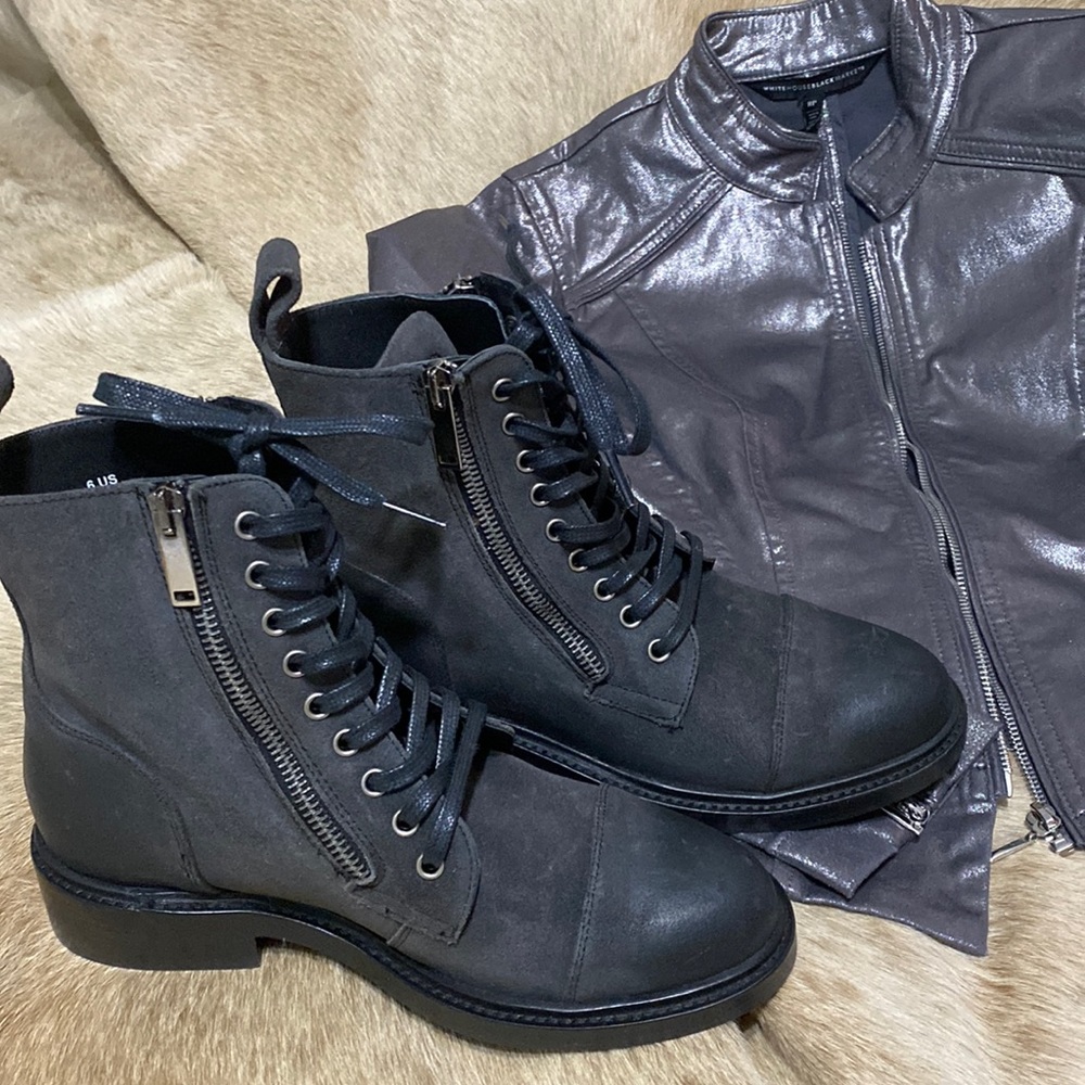 Thursday Boot Co black leather double zippered combat/moto style boots size 6